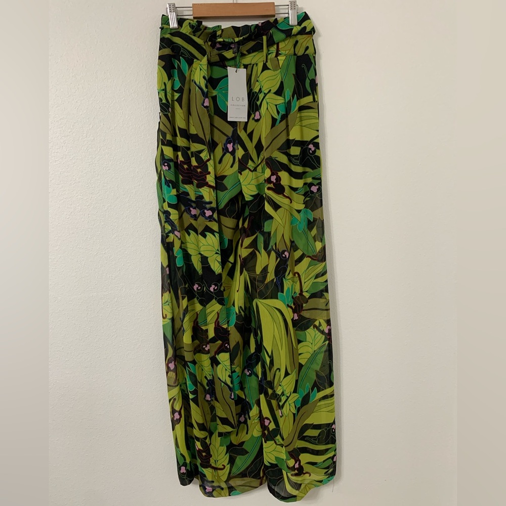 NWT Sheer Tall Wide-Leg Printed Pants
